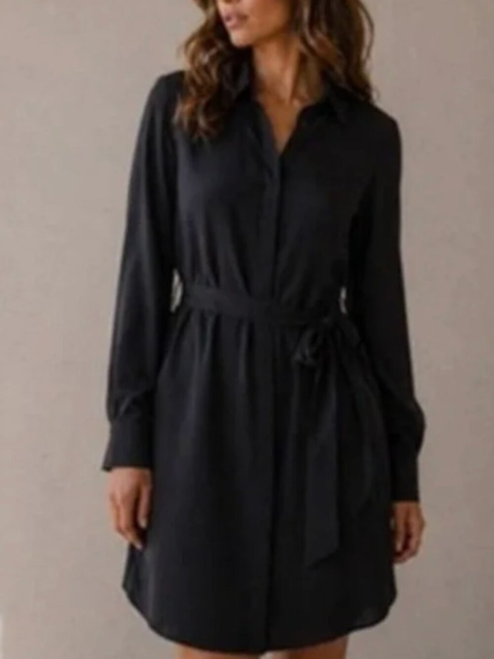 Quince Black Silk Shirt Dress Size S